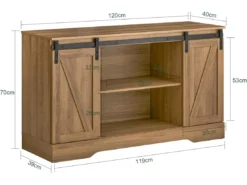 Commode Meuble Bas Buffet Avec Porte De Grange Coulissante Armoire À Chaussures , Fsb60-br -Meilleur Meubles Magasin meuble de rangement 19405031