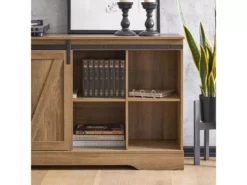 Commode Meuble Bas Buffet Avec Porte De Grange Coulissante Armoire À Chaussures , Fsb60-br -Meilleur Meubles Magasin meuble de rangement 19405037