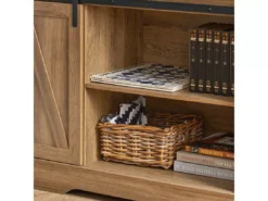 Commode Meuble Bas Buffet Avec Porte De Grange Coulissante Armoire À Chaussures , Fsb60-br -Meilleur Meubles Magasin meuble de rangement 19405039