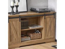 Commode Meuble Bas Buffet Avec Porte De Grange Coulissante Armoire À Chaussures , Fsb60-br -Meilleur Meubles Magasin meuble de rangement 19405041