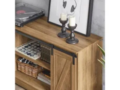 Commode Meuble Bas Buffet Avec Porte De Grange Coulissante Armoire À Chaussures , Fsb60-br -Meilleur Meubles Magasin meuble de rangement 19405043