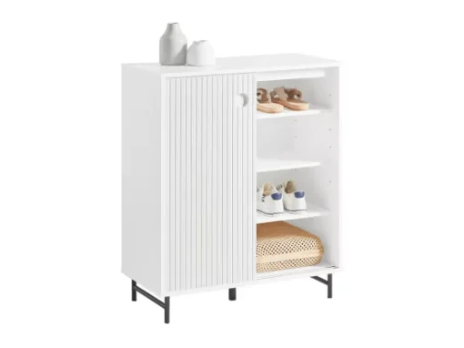 SoBuy Meuble D'entrée, Meuble De Rangement, Buffet Avec Porte Coulissante En Verre, Commode à Chaussures, Blanc, 70 X 34 X 90 Cm, FSB61-W -Meilleur Meubles Magasin meuble de rangement 19405047