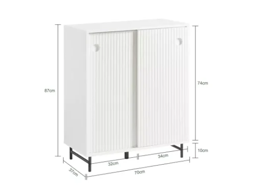 SoBuy Meuble D'entrée, Meuble De Rangement, Buffet Avec Porte Coulissante En Verre, Commode à Chaussures, Blanc, 70 X 34 X 90 Cm, FSB61-W -Meilleur Meubles Magasin meuble de rangement 19405051