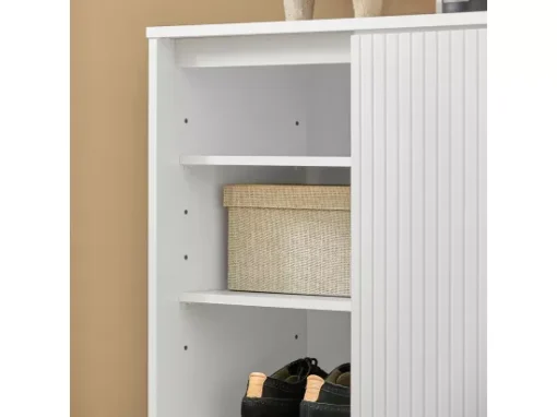 SoBuy Meuble D'entrée, Meuble De Rangement, Buffet Avec Porte Coulissante En Verre, Commode à Chaussures, Blanc, 70 X 34 X 90 Cm, FSB61-W -Meilleur Meubles Magasin meuble de rangement 19405061