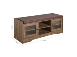 SoBuy FSR122-N Banc De Rangement, Meuble à Chaussures D'Entrée Avec Assise Coussin Rembourré, 2 Porte Vitrée Et 6 Étagères, Marron Rustique -Meilleur Meubles Magasin meuble de rangement 19408569
