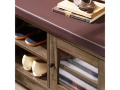 SoBuy FSR122-N Banc De Rangement, Meuble à Chaussures D'Entrée Avec Assise Coussin Rembourré, 2 Porte Vitrée Et 6 Étagères, Marron Rustique -Meilleur Meubles Magasin meuble de rangement 19408573