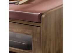 SoBuy FSR122-N Banc De Rangement, Meuble à Chaussures D'Entrée Avec Assise Coussin Rembourré, 2 Porte Vitrée Et 6 Étagères, Marron Rustique -Meilleur Meubles Magasin meuble de rangement 19408579