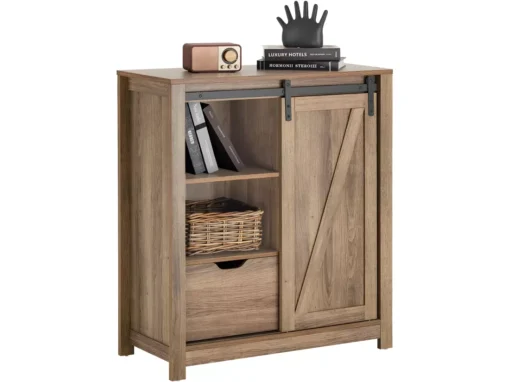 Armoire à Chaussures Commode à Chaussures Commode Avec Porte De Grange Coulissante, FSB59-BR -Meilleur Meubles Magasin meuble de rangement 22824635