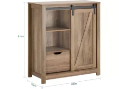 Armoire à Chaussures Commode à Chaussures Commode Avec Porte De Grange Coulissante, FSB59-BR -Meilleur Meubles Magasin meuble de rangement 22824639