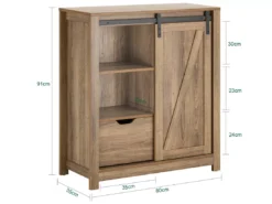 Armoire à Chaussures Commode à Chaussures Commode Avec Porte De Grange Coulissante, FSB59-BR -Meilleur Meubles Magasin meuble de rangement 22824645