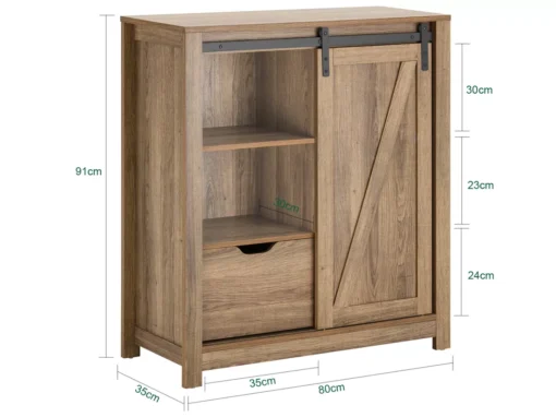 Armoire à Chaussures Commode à Chaussures Commode Avec Porte De Grange Coulissante, FSB59-BR -Meilleur Meubles Magasin meuble de rangement 22824645