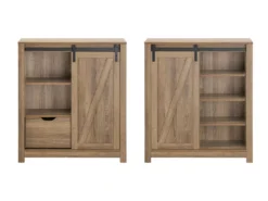 Armoire à Chaussures Commode à Chaussures Commode Avec Porte De Grange Coulissante, FSB59-BR -Meilleur Meubles Magasin meuble de rangement 22824647