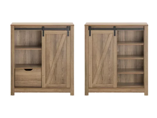 Armoire à Chaussures Commode à Chaussures Commode Avec Porte De Grange Coulissante, FSB59-BR -Meilleur Meubles Magasin meuble de rangement 22824647