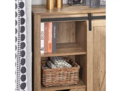 Armoire à Chaussures Commode à Chaussures Commode Avec Porte De Grange Coulissante, FSB59-BR -Meilleur Meubles Magasin meuble de rangement 22824649