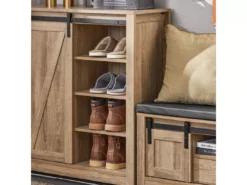 Armoire à Chaussures Commode à Chaussures Commode Avec Porte De Grange Coulissante, FSB59-BR -Meilleur Meubles Magasin meuble de rangement 22824653