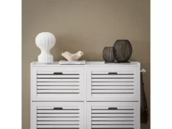 SoBuy Meuble à Chaussures à 6 Abattants, Meuble De Rangement à Chaussures, Armoire à Chaussures Coffre De Rangement Avec 2 Crochets, Grande Capacité Pour Entree, Couloir, 115x30x112 Cm, FSR145-W -Meilleur Meubles Magasin meuble de rangement 23171743