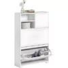 Meuble à Chaussures, Armoire à Chaussures, 2 Compartiments Ouverts Et 1 Porte Blanc, FSR111-W -Meilleur Meubles Magasin meuble de rangement 23913125