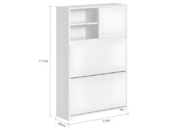 Meuble à Chaussures, Armoire à Chaussures, 2 Compartiments Ouverts Et 1 Porte Blanc, FSR111-W -Meilleur Meubles Magasin meuble de rangement 23913129