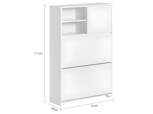 Meuble à Chaussures, Armoire à Chaussures, 2 Compartiments Ouverts Et 1 Porte Blanc, FSR111-W -Meilleur Meubles Magasin meuble de rangement 23913129