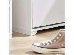 Meuble à Chaussures, Armoire à Chaussures, 2 Compartiments Ouverts Et 1 Porte Blanc, FSR111-W -Meilleur Meubles Magasin meuble de rangement 23913133