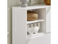 Meuble à Chaussures, Armoire à Chaussures, 2 Compartiments Ouverts Et 1 Porte Blanc, FSR111-W -Meilleur Meubles Magasin meuble de rangement 23913137