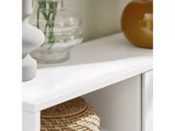 Meuble à Chaussures, Armoire à Chaussures, 2 Compartiments Ouverts Et 1 Porte Blanc, FSR111-W -Meilleur Meubles Magasin meuble de rangement 23913141