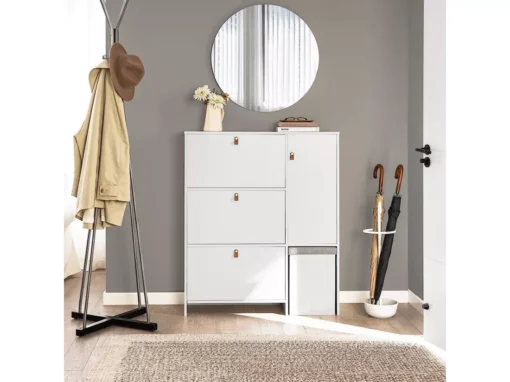 Meuble De Rangement à Chaussures Armoire à Chaussures Commode à Chaussures 3 Abattants, FSR107-W -Meilleur Meubles Magasin meuble de rangement 23918251