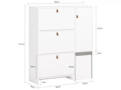 Meuble De Rangement à Chaussures Armoire à Chaussures Commode à Chaussures 3 Abattants, FSR107-W -Meilleur Meubles Magasin meuble de rangement 23918253