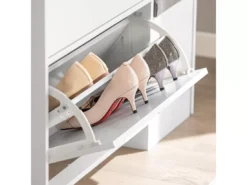 Meuble De Rangement à Chaussures Armoire à Chaussures Commode à Chaussures 3 Abattants, FSR107-W -Meilleur Meubles Magasin meuble de rangement 23918257