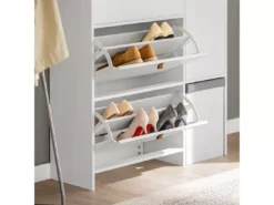 Meuble De Rangement à Chaussures Armoire à Chaussures Commode à Chaussures 3 Abattants, FSR107-W -Meilleur Meubles Magasin meuble de rangement 23918259