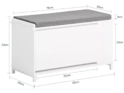 Banc à Chaussures Meuble à Chaussures Avec Assise Coussin Rembourré, FSR105-W -Meilleur Meubles Magasin meuble de rangement 23918273