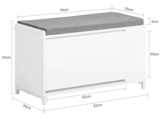 Banc à Chaussures Meuble à Chaussures Avec Assise Coussin Rembourré, FSR105-W -Meilleur Meubles Magasin meuble de rangement 23918273