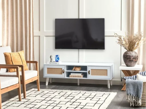 Meuble TV En MDF Blanc Et Beige PARTON -Meilleur Meubles Magasin meuble tv 16195641