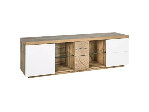 Meuble TV En MDF Bois Clair Et Blanc FARADA -Meilleur Meubles Magasin meuble tv 16195829