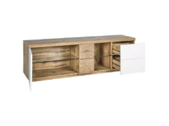 Meuble TV En MDF Bois Clair Et Blanc FARADA -Meilleur Meubles Magasin meuble tv 16195837