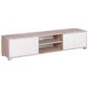 Meuble TV Blanc Et En Bois Clair LINCOLN -Meilleur Meubles Magasin meuble tv 16197871