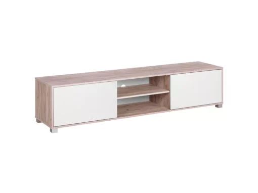 Meuble TV Blanc Et En Bois Clair LINCOLN -Meilleur Meubles Magasin meuble tv 16197871