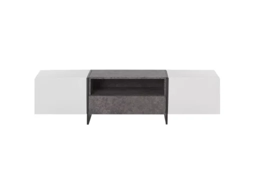 Meuble TV Blanc Et Gris Béton Avec éclairage LED RUSSEL -Meilleur Meubles Magasin meuble tv 16197945