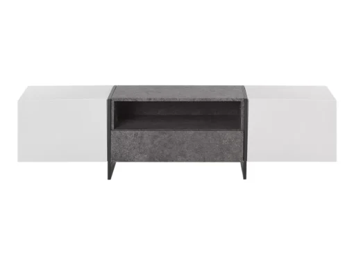 Meuble TV Blanc Et Gris Béton Avec éclairage LED RUSSEL -Meilleur Meubles Magasin meuble tv 16197947