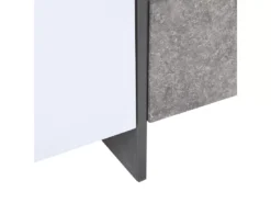 Meuble TV Blanc Et Gris Béton Avec éclairage LED RUSSEL -Meilleur Meubles Magasin meuble tv 16197957