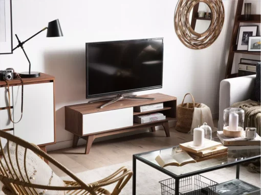 Meuble TV Blanc En Noyer BUFFALO -Meilleur Meubles Magasin meuble tv 16198193