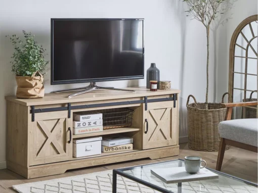 Meuble TV Effet Bois Clair 2 Portes ULAN -Meilleur Meubles Magasin meuble tv 16199839