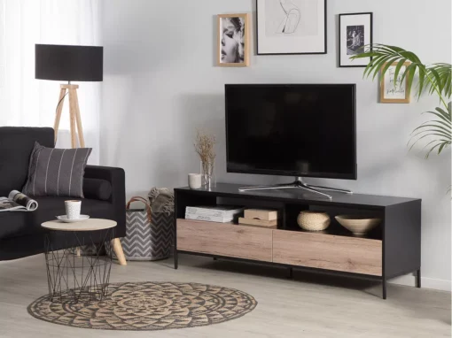 Meuble TV Noir Et Couleur Bois SYDNEY -Meilleur Meubles Magasin meuble tv 16670251