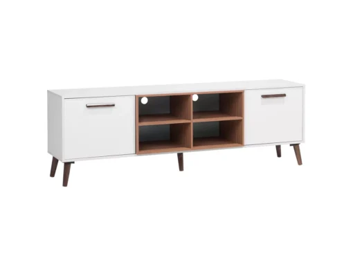 Meuble TV En Bois Blanc Et Marron ALLOA -Meilleur Meubles Magasin meuble tv 16670757
