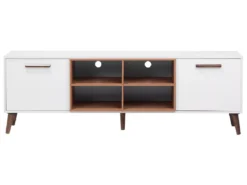 Meuble TV En Bois Blanc Et Marron ALLOA -Meilleur Meubles Magasin meuble tv 16670763