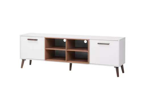 Meuble TV En Bois Blanc Et Marron ALLOA -Meilleur Meubles Magasin meuble tv 16670767