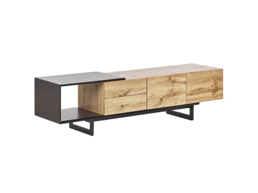 Meuble TV Design Effet Bois Clair / Noir FIORA -Meilleur Meubles Magasin meuble tv 16670777