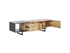 Meuble TV Design Effet Bois Clair / Noir FIORA -Meilleur Meubles Magasin meuble tv 16670785