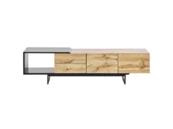 Meuble TV Design Effet Bois Clair / Noir FIORA -Meilleur Meubles Magasin meuble tv 16670787