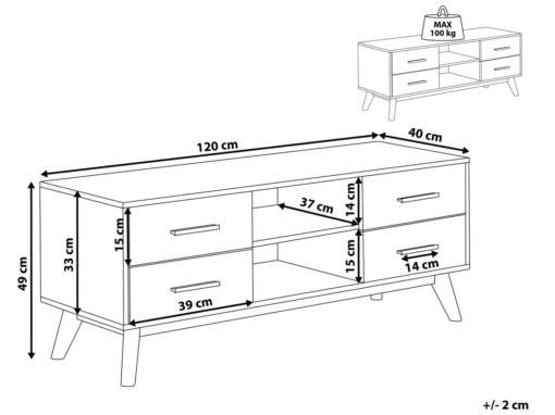 Meuble TV Blanc Et Bois Clair FLORIDA -Meilleur Meubles Magasin meuble tv 16670847